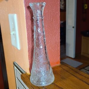 Estate Textured Clear Glass Vase